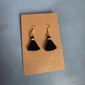 Gold & Black Tassel Drop Earrings NWT